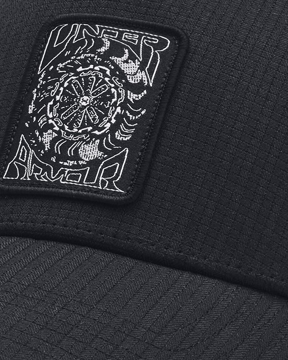 男士UA Iso-Chill ArmourVent®卡車司機帽 in Black image number 0