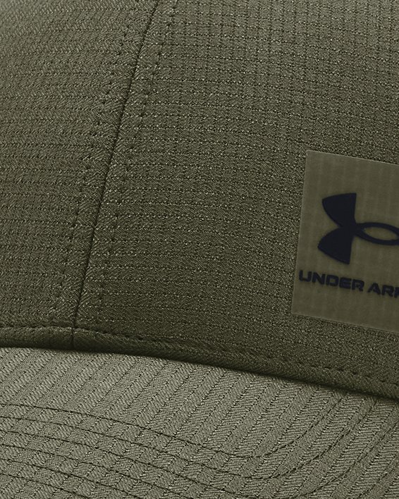 Men's UA ArmourVent Stretch Fit Cap, Green, pdpMainDesktop image number 0