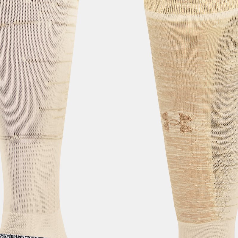 Unisex Under Armour Magnetico Pocket Over-The-Calf Socks Ivory Dune / Brownstone / Metallic Gold S