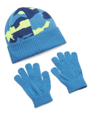 Аксессуары Under Armour UA Beanie & Gloves Set для мальчиков, цвет: Синий / Зелёный — фото 2
