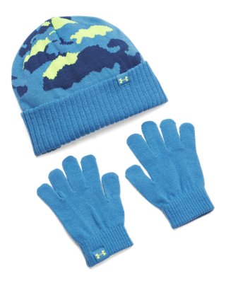 Аксессуары Under Armour UA Beanie & Gloves Set для мальчиков, цвет: Синий / Зелёный
