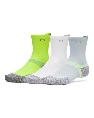 Under Armour ArmourDry® Run Cushion Halbhohe Crew-Socken im 3er-Pack, unisex Blau Fog / Weiß / Reflektierend S