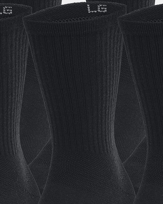 Unisex UA Essential 6-Pack Crew Socks, Black, pdpMainDesktop image number 0