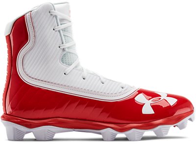 red and white under armour football cleats