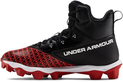 Boys' UA Hammer Mid RM Jr. Football Cleats, Black, pdpMainDesktop image number 1