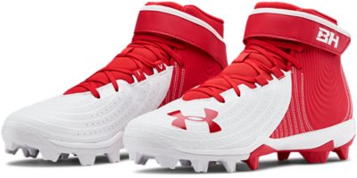red and white under armour cleats