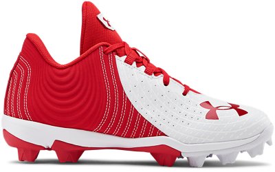 boys red baseball cleats