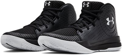 black and white under armour basketball shoes