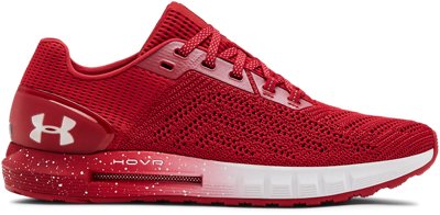 red athletic shoes