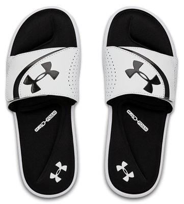 women's black under armour flip flops