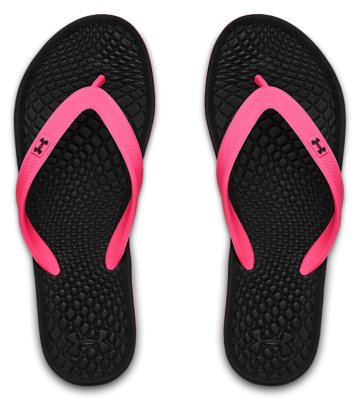 black and pink flip flops
