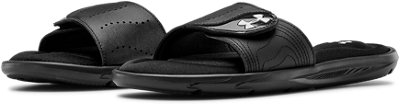 grey under armour slides