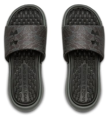 grey under armour slides