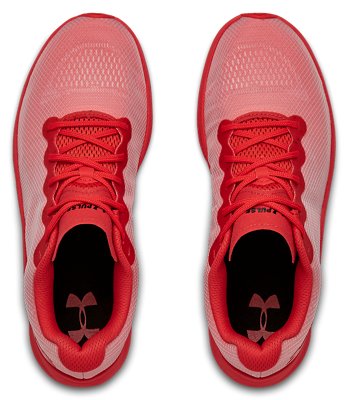 red on running shoes