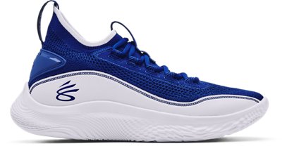 blue and white under armour basketball shoes