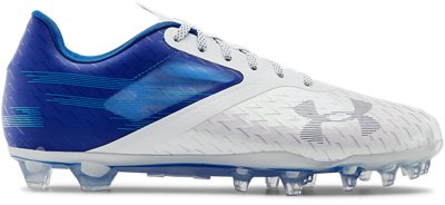 blue and white under armour football cleats