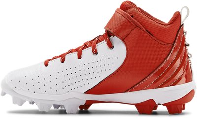 kids red baseball cleats