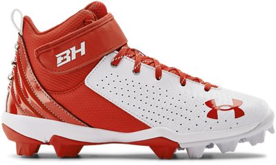 kids red baseball cleats