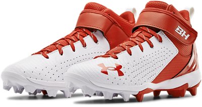 kids red baseball cleats