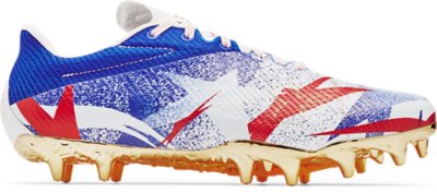 blue and white under armour football cleats