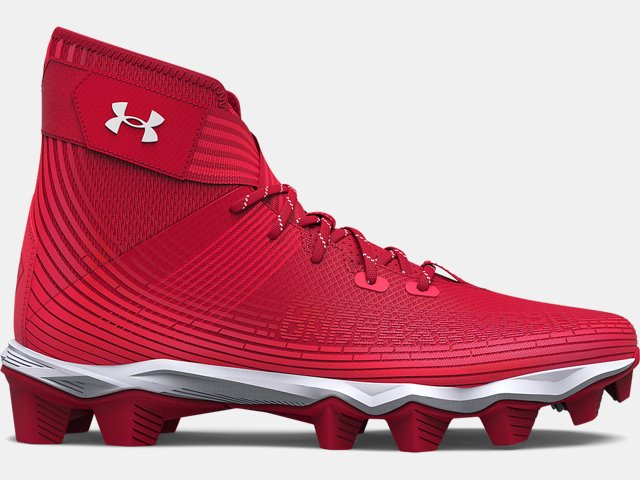 Red and white under armour sales football cleats