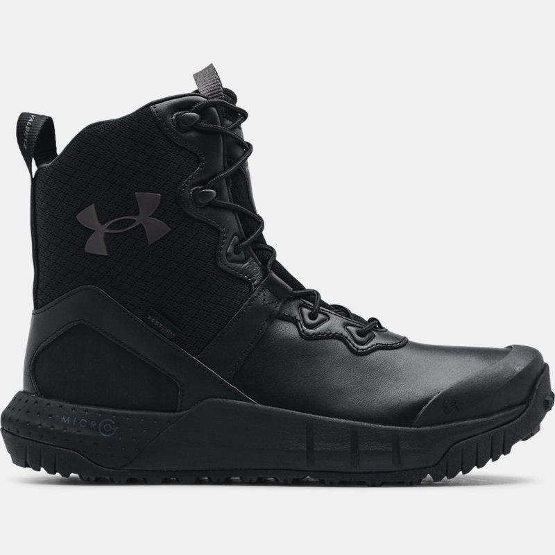 Men's Under Armour Micro G® Valsetz Leather Waterproof Tactical Boots Black / Black / Jet Gray 8