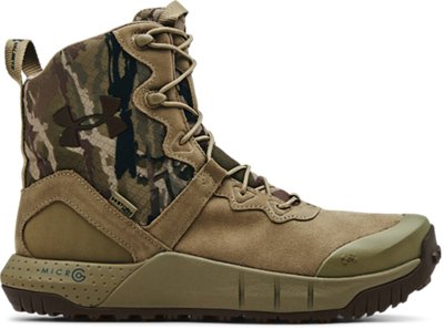 Men's UA Micro G® Valsetz Leather Waterproof Camo Tactical Boots, Brown, pdpMainDesktop image number 0
