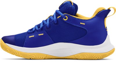 basketball shoes blue and gold