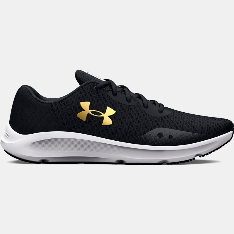 men's  under armour  charged pursuit 3 running shoes black / black / metallic gold 8