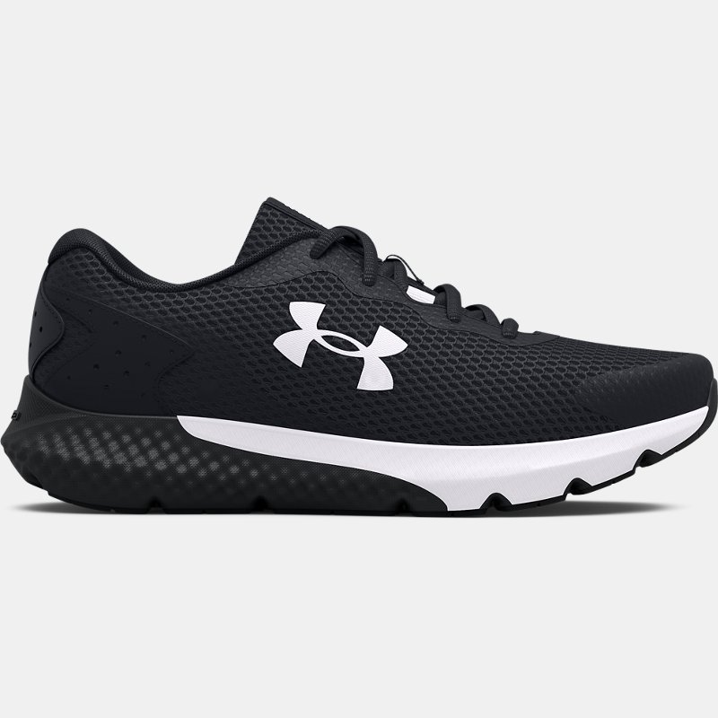 Boys' Grade School Under Armour Charged Rogue 3 Running Shoes Black / Black / White 37.5