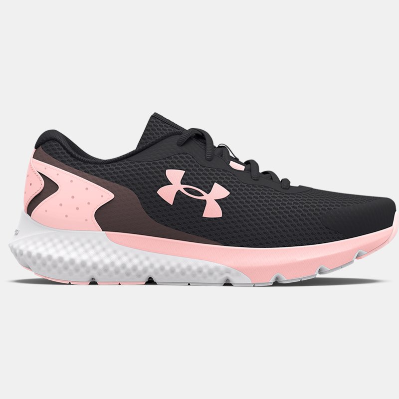 Girls' Grade School Under Armour Charged Rogue 3 Running Shoes Jet Gray / White / Beta Tint 38.5