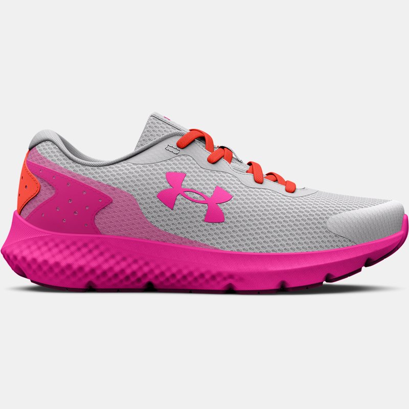 Girls' Pre-School Under Armour Rogue 3 AL Running Shoes Halo Gray / After Burn / Rebel Pink 33.5