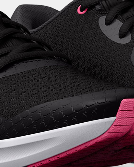 Girls' Grade School UA Charged Pursuit 3 Running Shoes, Black, pdpMainDesktop image number 3