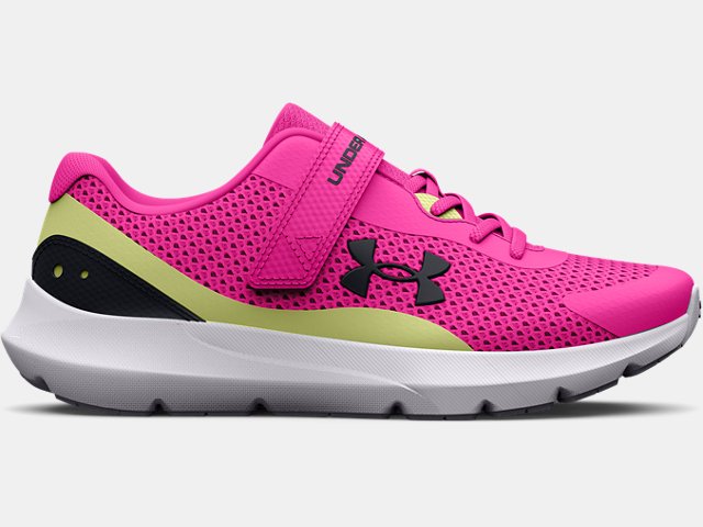 Under Armour Kids' Charged Pursuit 3 Youth Running Shoes Halo Grey /  Electro Pink / Metallic Wrm Silver