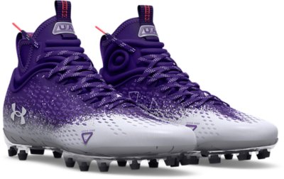 purple and white under armour football cleats