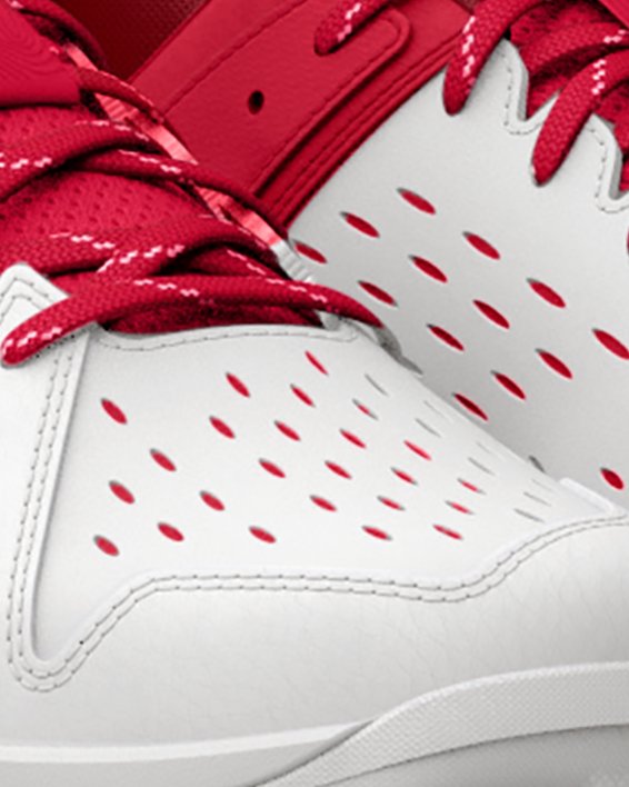 Boys' UA Leadoff Low RM Jr. Baseball Cleats in Red image number 3