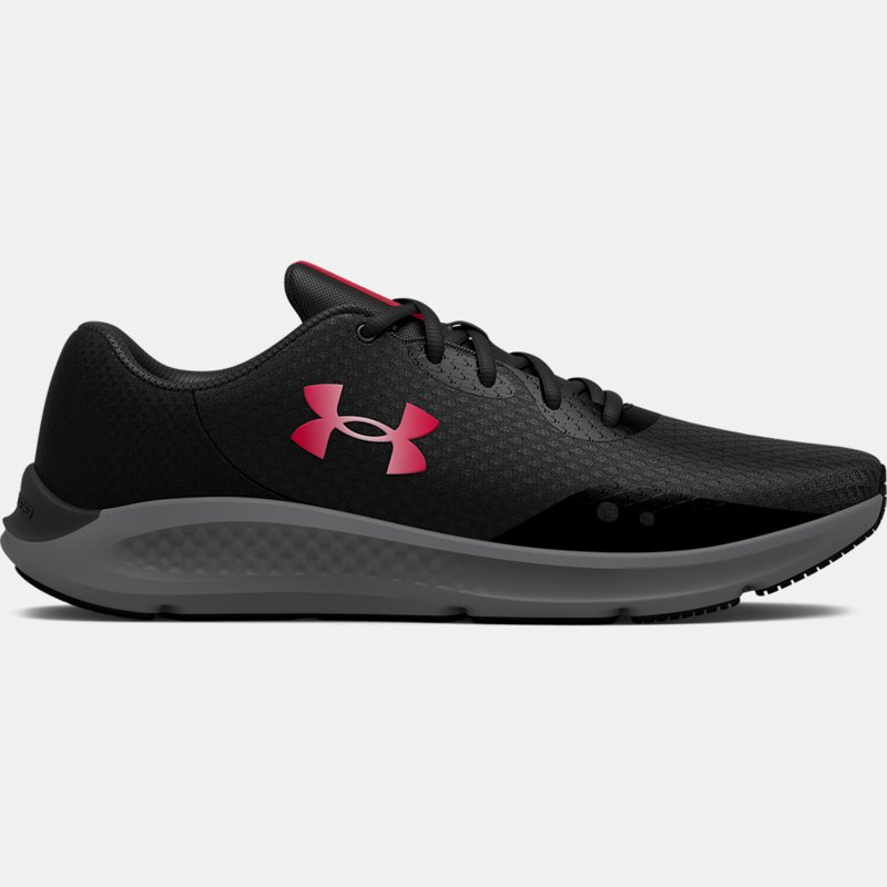 Men's Under Armour Charged Pursuit 3 Metallic Running Shoes Black / Pitch Gray / Red 7.5