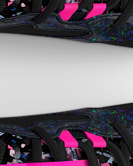 Girls' Pre-School UA Infinity 2.0 AL Printed Running Shoes in Black image number 2