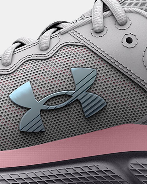 Girls' Grade School UA Assert 10 Running Shoes in Gray image number 1