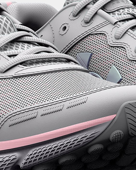 Girls' Grade School UA Assert 10 Running Shoes in Gray image number 3