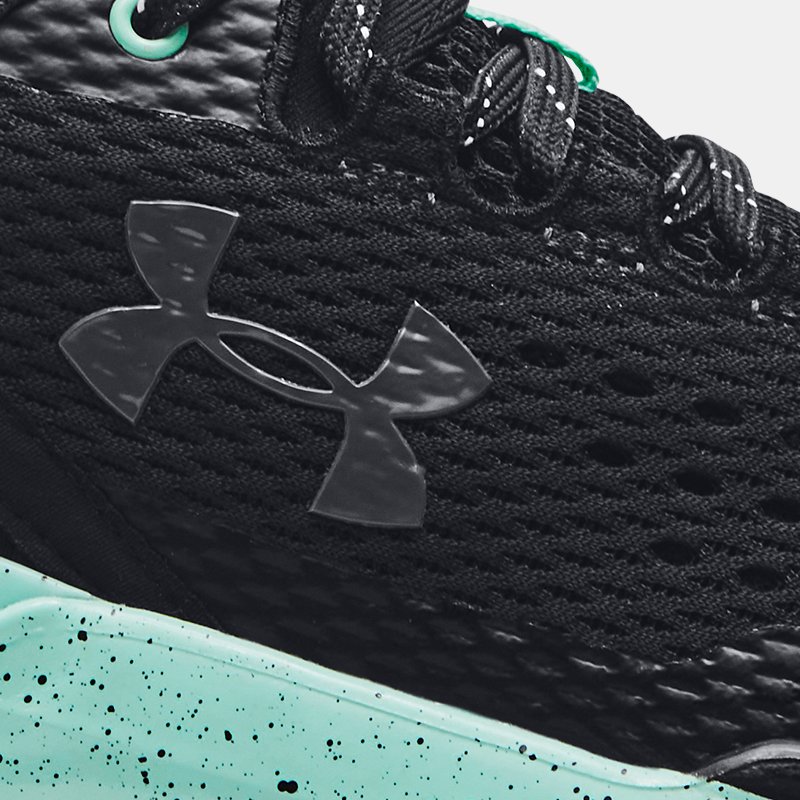 Under Armour Unisex Curry 2 Low FloTro Basketball Shoes Black / Neo Turquoise / Jet Gray 9