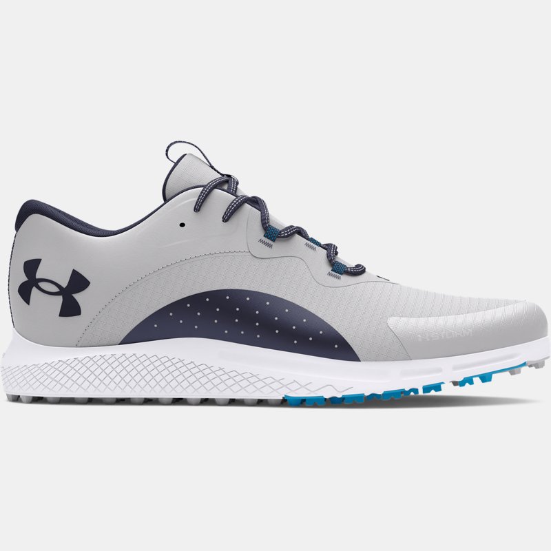 Image of Under Armour Men's Under Armour Charged Draw 2 Spikeless Golf Shoes Halo Gray / Capri / Midnight Navy 10.5