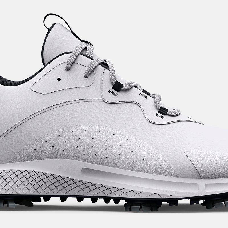 Men's  Under Armour  Charged Draw 2 Wide Golf Shoes White / White / Black 10.5