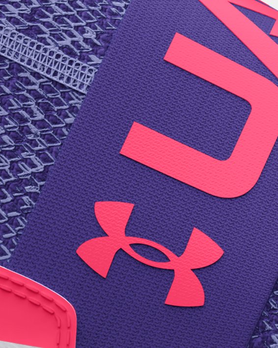 Girls' Grade School UA Surge 3 Slip Running Shoes in Purple image number 0