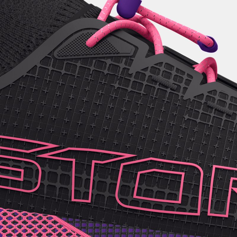 Unisex  Under Armour  HOVR™ Phantom 3 SE Storm Running Shoes Black / Metro Purple / Pink Punk 5
