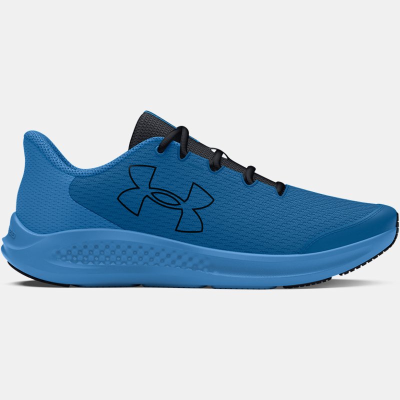 Boys' Grade School Under Armour Charged Pursuit 3 Big Logo Running Shoes Photon Blue / Viral Blue / Black 38