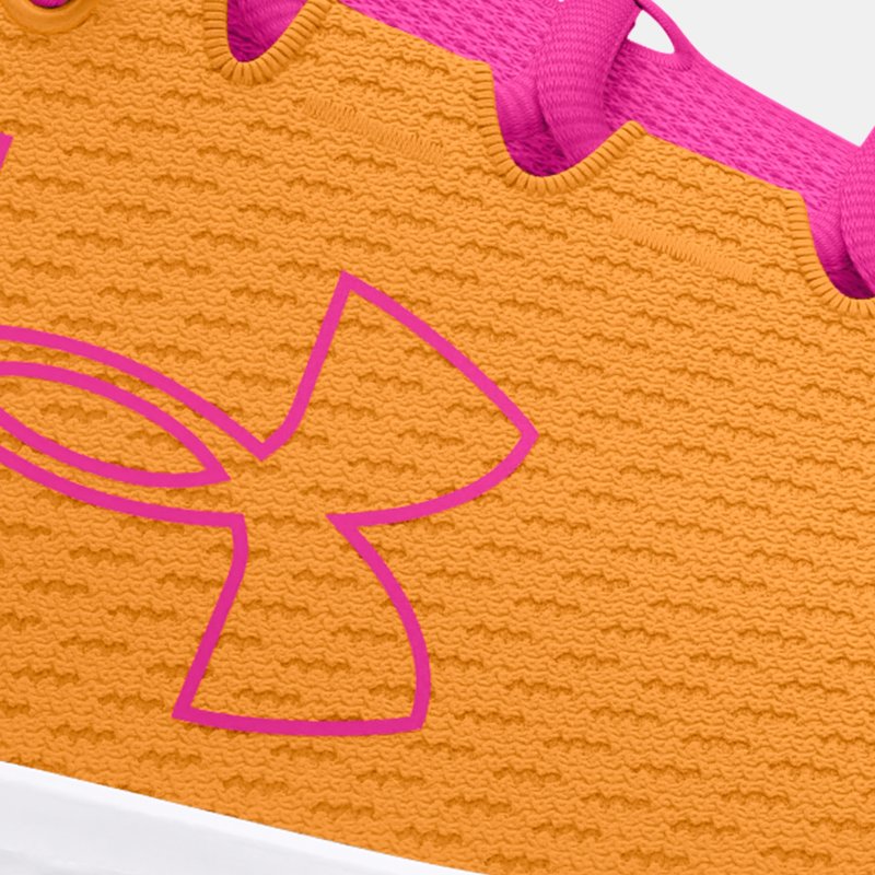 Girls' Grade School  Under Armour  Charged Pursuit 3 Big Logo Running Shoes Nova Orange / Nova Orange / Rebel Pink 5