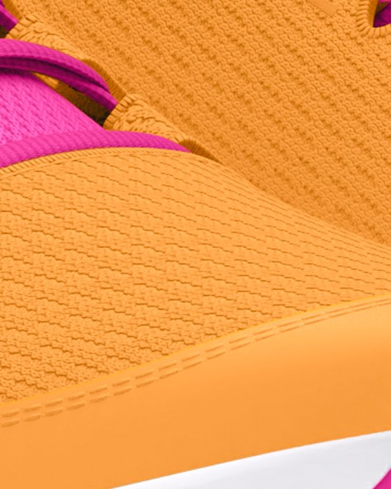 Girls' Grade School UA Charged Pursuit 3 Big Logo Running Shoes, Orange, pdpMainDesktop image number 3