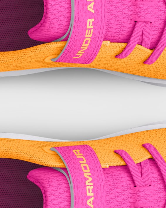 Girls' Pre-School UA Pursuit 3 AC Big Logo Running Shoes, Orange, pdpMainDesktop image number 2