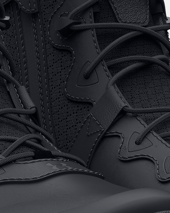 รองเท้าบูท UA Micro G® Valsetz Leather Waterproof Zip Tactical สำหรับผู้ชาย in Black image number 3
